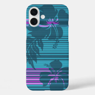 Lihue Hibiscus Stripe Hawaiian iPhone 16 Plus Hoesje