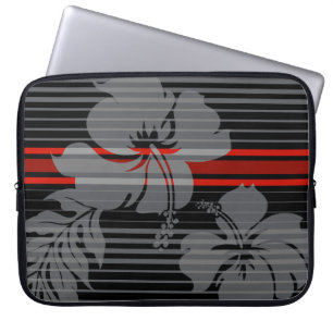 Lihue Hibiscus Stripe Hawaiian Neopree Wetsuit Laptop Sleeve