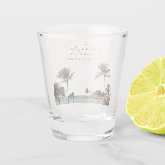 Lihue Kauai foto bruiloft gunst gejuich shot glas (Achterkant)