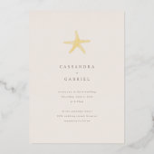 Lihue Wedding Gold Starfish Folie Uitnodiging (Voorkant)