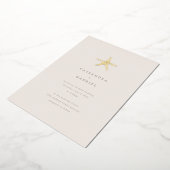 Lihue Wedding Gold Starfish Folie Uitnodiging (Gedraaid)