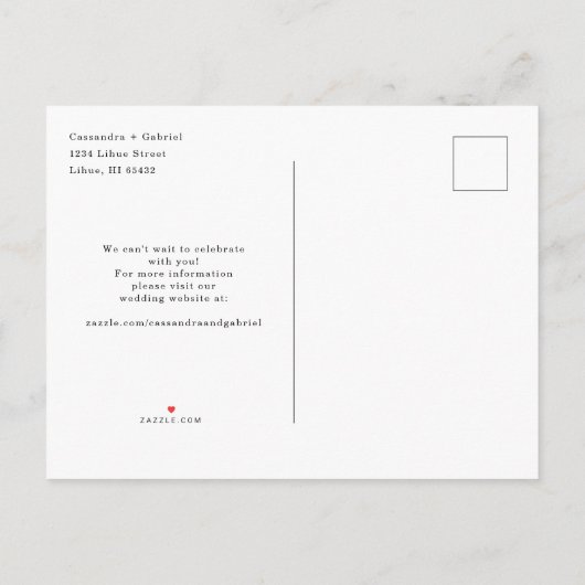 Lihue Wedding Save the Date Aankondigingskaart (Achterkant)