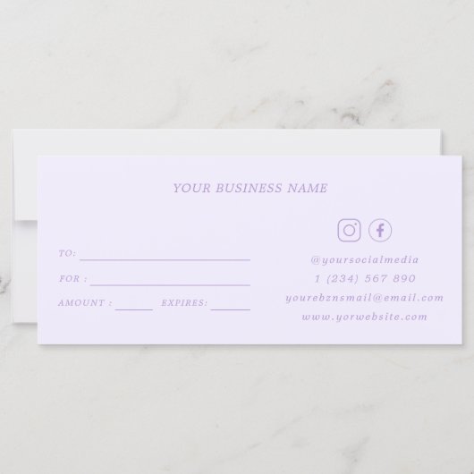 LiIac Lavendel een cadeau voor u Beauty Certificaa (Achterkant)