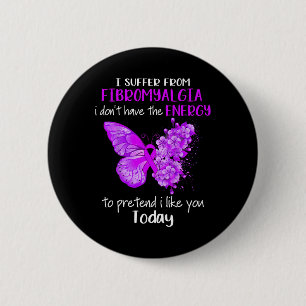 lijdt aan fibromyalgie bewustzijn vlinder paars ronde button 5,7 cm
