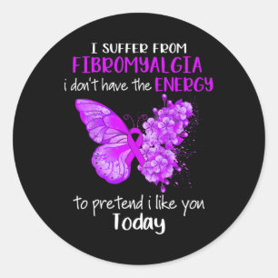 lijdt aan fibromyalgie bewustzijn vlinder paars ronde sticker