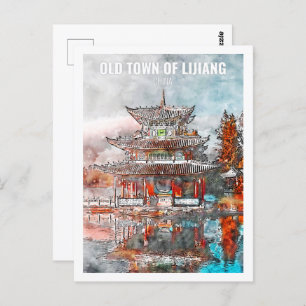 Lijiang China Famous Travel Waterverf Sketch Briefkaart