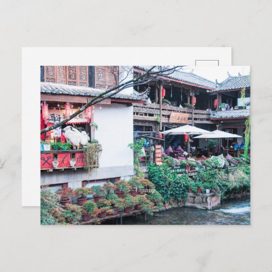 Lijiang, China, Kaart van de oude stad (Voorkant / Achterkant)