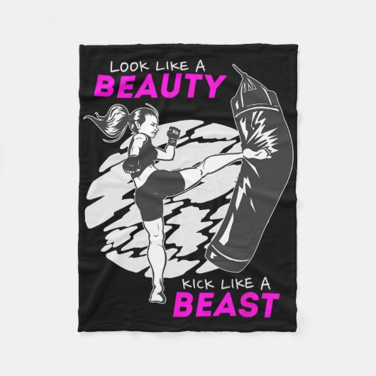 Lijk een schoonheid, trap als een beest - Kickboks Fleece Deken (Voorkant)