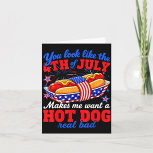 Lijk op een hotdog op 4 juli - Leuke Patriottische Kaart
