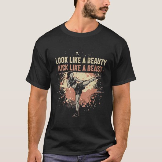 Lijk schoonheid Kick als kickboksen Kickbokser T-shirt (Voorkant)
