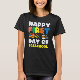 Lijm Gelukkig Eerste Dag Van De Voorschoolse Schoo T-shirt