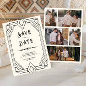 Lijn Art Deco Zwart Crème Trouw Save the Date