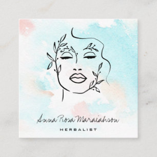 *~* Lijn Art QR Botanische Woman Greenery Vierkante Visitekaartje