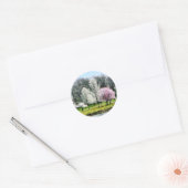 Lijn bloeiende bomen ronde sticker (Envelop)