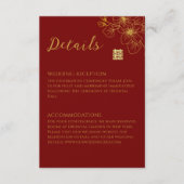 Lijn bloemenkersenbloesem Chinese bruiloft details Informatiekaartje (Voorkant)