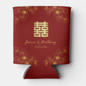 Lijn bloemenkersenbloesem rode Chinese bruiloft Blikjeskoeler (Voorkant)