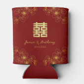 Lijn bloemenkersenbloesem rode Chinese bruiloft Blikjeskoeler (Achterkant)