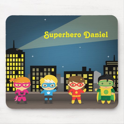 Lijn Cute Superheld Voor Kinderen Muismat (Voorkant)