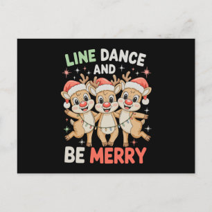 Lijn Dans en Wees Blij Rendier Kerstmis Xmas Feestdagenkaart