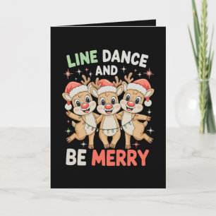 Lijn Dans en Wees Blij Rendier Kerstmis Xmas Kaart