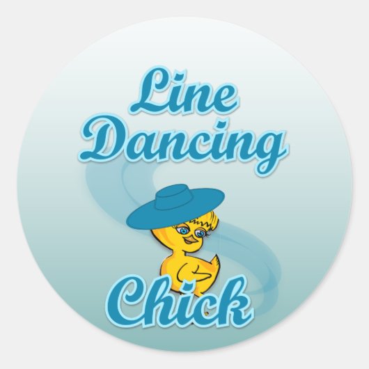 Lijn dansend chick #3 ronde sticker (Voorkant)