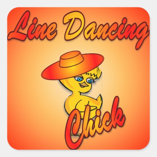Lijn dansend chick #5 vierkante sticker (Voorkant)