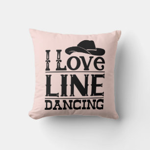 Lijn Dansende Cowboy Hoed Country Muziek Blush Roz Kussen
