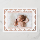 Lijn Driehoek Patroon Foto Geboorteaankondiging Folie Uitnodiging (Voorkant)