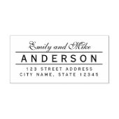 Lijn Elegant Koppel Naam Retouradres Zelfinktende Stempel (Design)