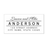 Lijn Elegant Koppel Naam Retouradres Zelfinktende Stempel (Design)