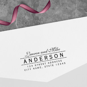 Lijn Elegant Koppel Naam Retouradres Zelfinktende Stempel