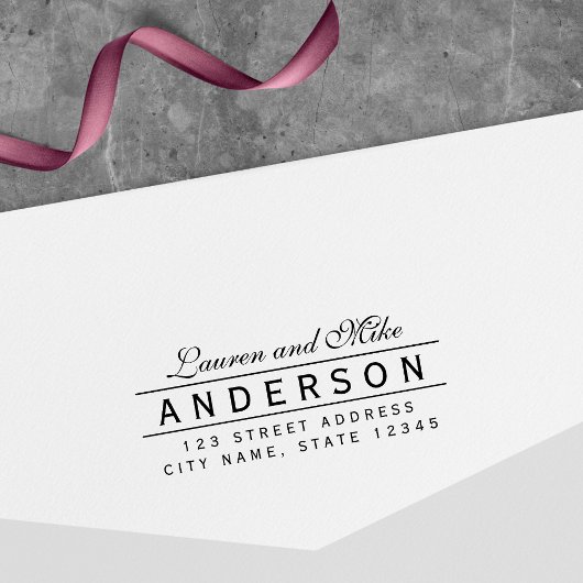 Lijn Elegant Koppel Naam Retouradres Zelfinktende Stempel