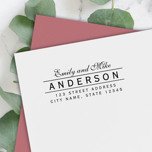 Lijn Elegant Koppel Naam Retouradres Zelfinktende Stempel