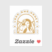 Lijn en honing zijn Logo Sticker in geel