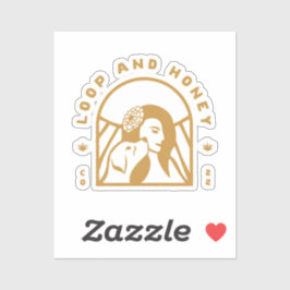 Lijn en honing zijn Logo Sticker in geel