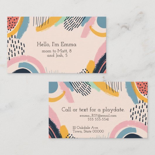 Lijn- en puntpatronen met tekstruimte visitekaartje (Voorkant / Achterkant)