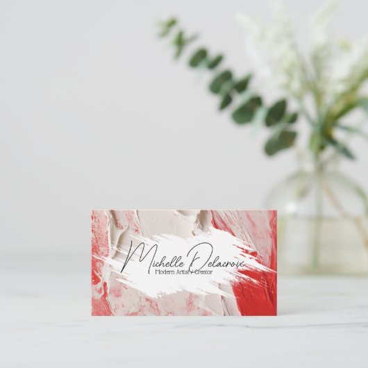 Lijn en textuur verven | creatief kunstenaar visitekaartje (Staand voorkant)