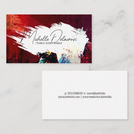 Lijn en textuur verven | Creatieve kunst Visitekaartje (Voorkant / Achterkant)