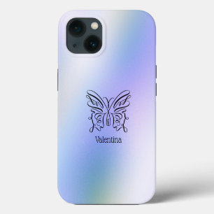 Lijn Getekend Blauw Paars Vlindervormig Holografis iPhone 13 Hoesje