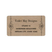 Lijn getrokken bloemenrand rustieke kraft look adr etiket (Voorkant)