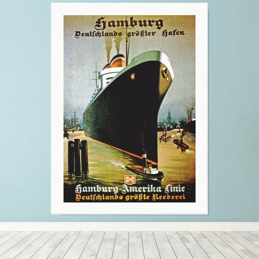 Lijn Hamburg-Amerika ~ XL Canvas Afdruk (Insitu (Houten vloer))