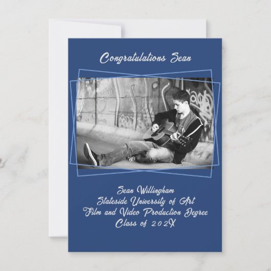 Lijn Kader Zoon Foto Afstudeer Aankondiging (Voorkant)