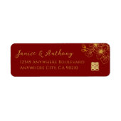 Lijn kersenbloesem Chinees bruiloft retour adres Etiket (Voorkant)