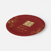 Lijn kersenbloesem Chinese bruiloft dubbel xi Papieren Bordje (Gekanteld)