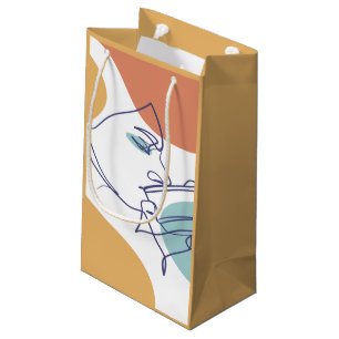 lijn kunst poster van vrouw die koffie drinkt klein cadeauzakje