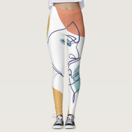lijn kunst poster van vrouw die koffie drinkt leggings
