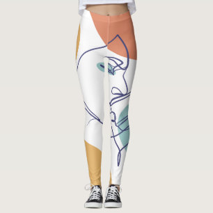 lijn kunst poster van vrouw die koffie drinkt leggings