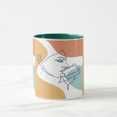 lijn kunst poster van vrouw die koffie drinkt mok (Midden)