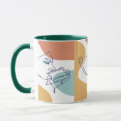 lijn kunst poster van vrouw die koffie drinkt mok (Links)