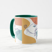 lijn kunst poster van vrouw die koffie drinkt mok (Voorkant links)